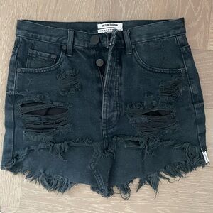 One Teaspoon Black Distressed Mini Skirt